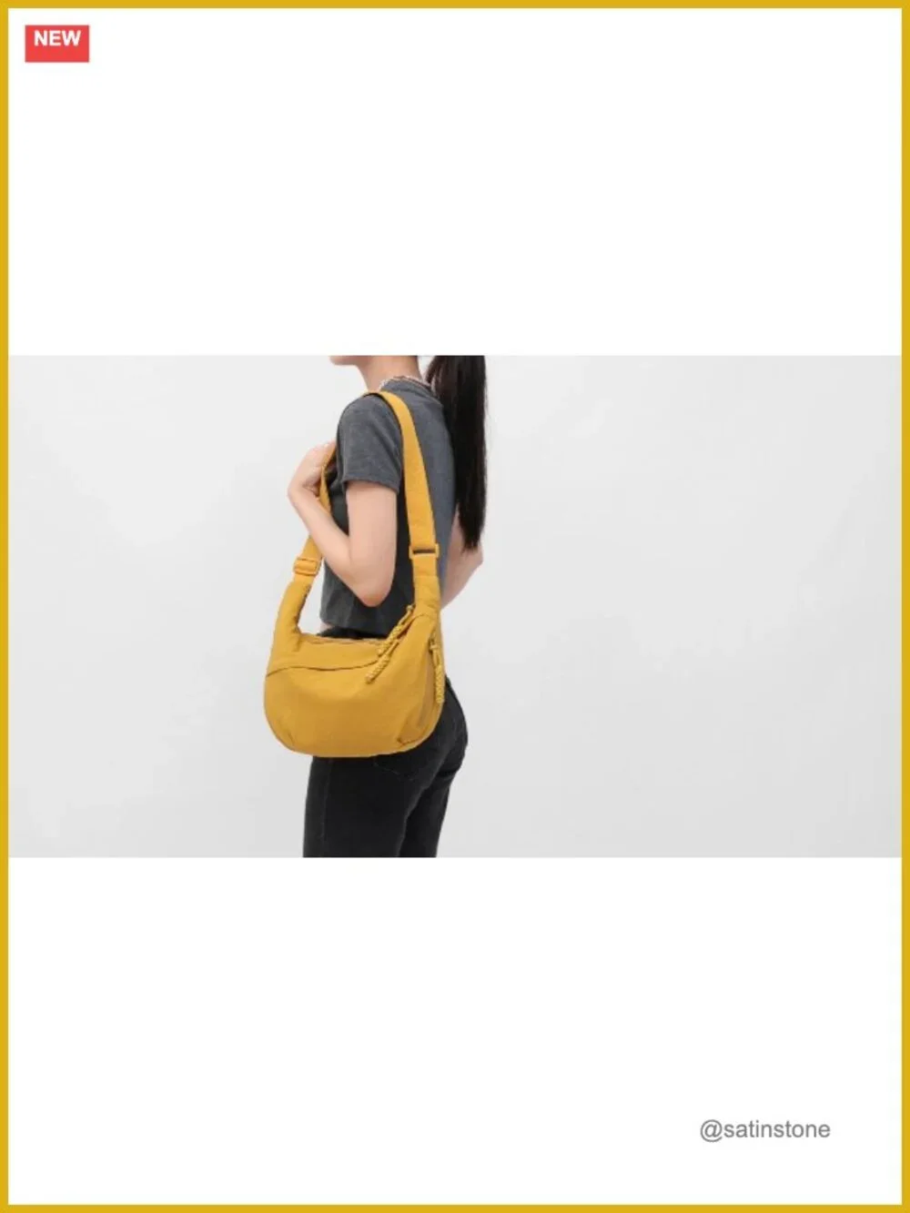 Nylon Crescent Crossbody Bag Travel Hobo Purse Foldable Adjustable Strap
